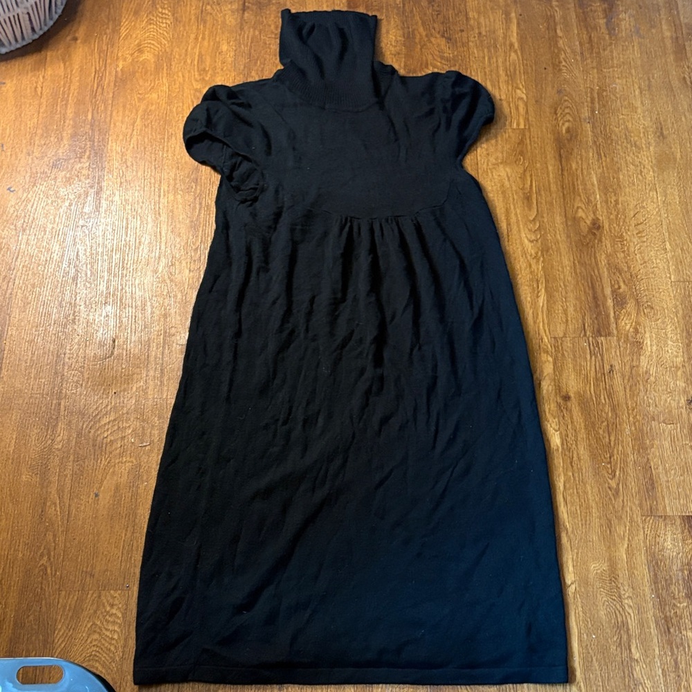 TurtleNeck Sleeveless Black Long Dress